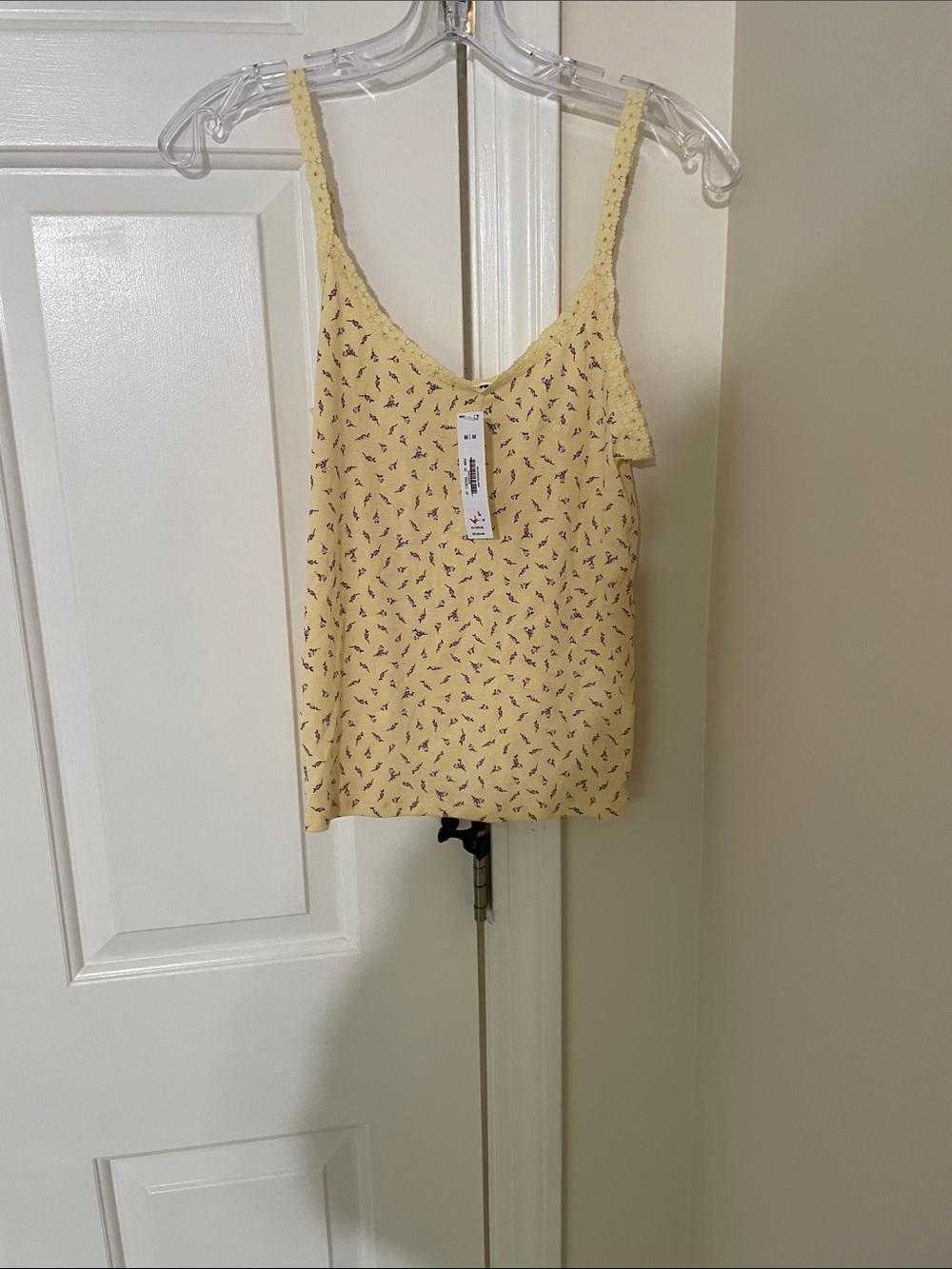 PINK Victoria's Secret Yellow Floral Lace-Trim Cami
